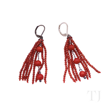 Load image into Gallery viewer, Red Coral Earrings in Sterling Silver
