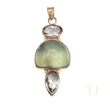 Load image into Gallery viewer, Prehnite with Green Amethyst Pendant in Sterling Silver
