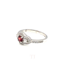 Load image into Gallery viewer, Garnet with Diamonique Ring in Sterling Silver
