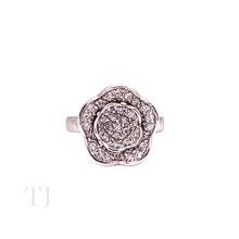 Cargar imagen en el visor de la galería, Diamonique Double Flower Ring in Sterling Silver
