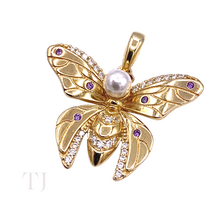 Cargar imagen en el visor de la galería, Pearl with Diamonique &amp; Gemstones Pendant in 925 (Gold Coated)
