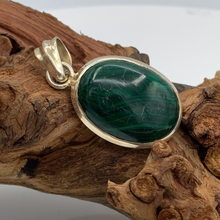 Load image into Gallery viewer, Malachite Cabochon Pendant in Sterling Silver
