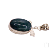 Load image into Gallery viewer, Moss Agate Cabochon Pendant in Sterling Silver
