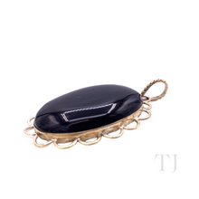 Cargar imagen en el visor de la galería, side view of Black Onyx Oval Cabochon Pendant in Sterling Silver
