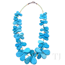 将图片加载到图库查看器，Blue Turquoise Flat Tear Drop Necklace with lobster clasp
