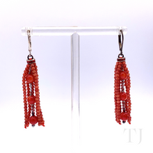 Load image into Gallery viewer, Red Coral Earrings in Sterling Silver
