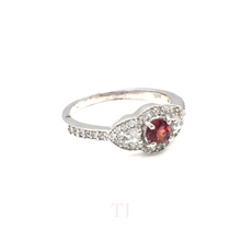 Load image into Gallery viewer, Garnet with Diamonique Ring in Sterling Silver
