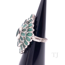 Load image into Gallery viewer, Emerald Layered Rhombus Ring in Sterling Silver
