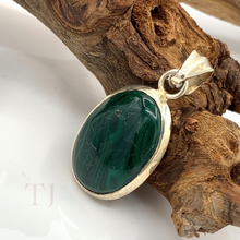 Load image into Gallery viewer, Malachite Cabochon Pendant in Sterling Silver
