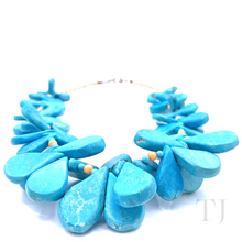 将图片加载到图库查看器，Blue Turquoise Flat Tear Drop Necklace with lobster clasp
