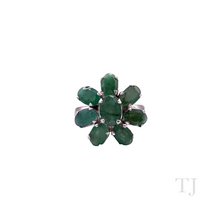 Load image into Gallery viewer, Emerald Flower Ring in Sterling Silver
