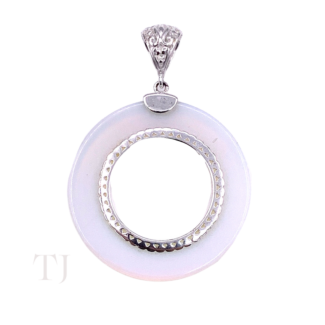 Opalite Circle Pendant in Sterling Silver