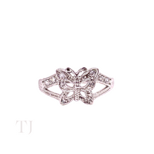 Load image into Gallery viewer, Diamonique Butterfly Ring in Sterling Silver
