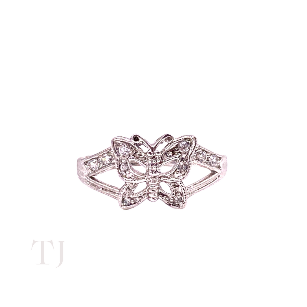 Diamonique Butterfly Ring in Sterling Silver