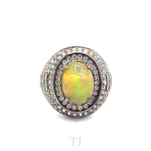 Load image into Gallery viewer, Ethiopian Opal with Diamonique Oval shape Ring in Sterling Silver
