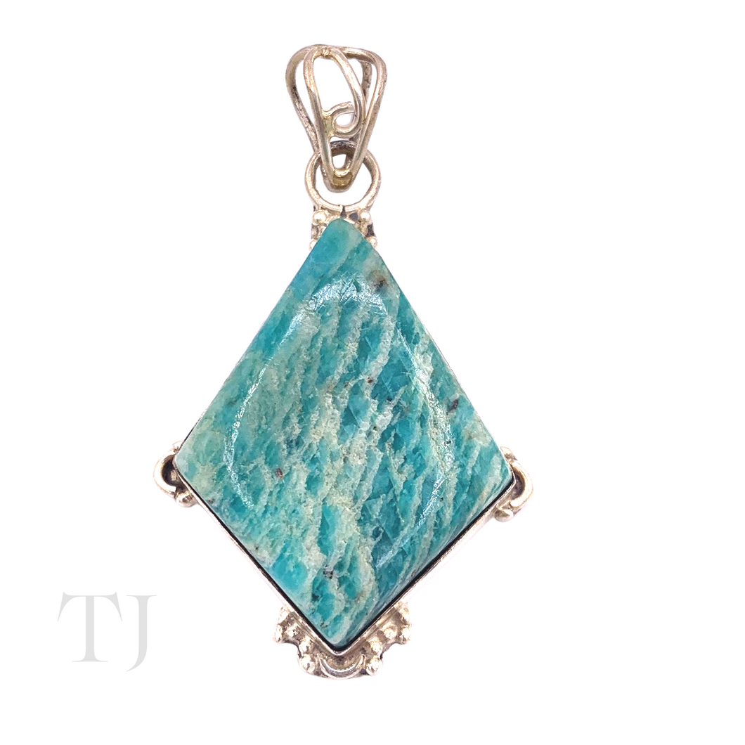 Larimar Rhombus Shape Pendant in Sterling Silver