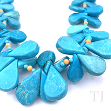 将图片加载到图库查看器，Blue Turquoise Flat Tear Drop Necklace with lobster clasp
