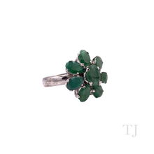 Load image into Gallery viewer, Emerald Flower Ring in Sterling Silver
