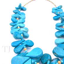 将图片加载到图库查看器，Blue Turquoise Flat Tear Drop Necklace with lobster clasp
