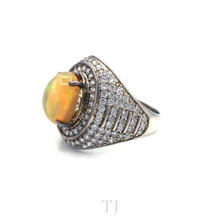 Load image into Gallery viewer, Ethiopian Opal with Diamonique Oval shape Ring in Sterling Silver
