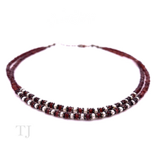 Load image into Gallery viewer, Garnet with Pearl Chip 2 Layered Necklace
