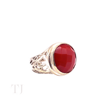 Cargar imagen en el visor de la galería, Coral Round Faceted in Kanote Designed Sterling Silver Ring
