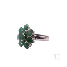 Load image into Gallery viewer, Emerald Flower Ring in Sterling Silver
