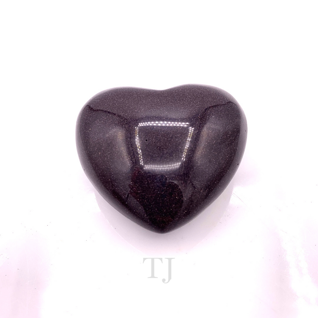 blue gold sandstone heart cabochon