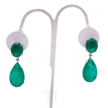 Load image into Gallery viewer, Emerald Doublet Faceted Cut Hanging Earrings
