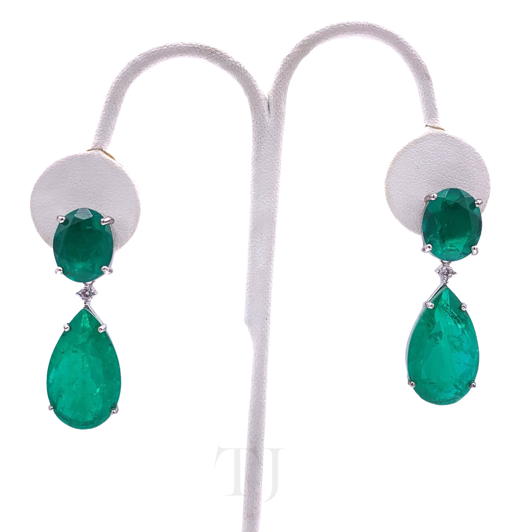 Emerald Doublet Faceted Cut Hanging Earrings