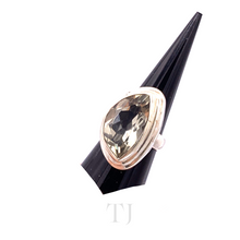 Load image into Gallery viewer, Green Amethyst Semi-circle Ring in Sterling Silver
