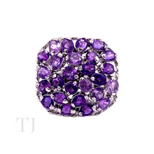 Load image into Gallery viewer, High Quality Amethyst faceted cut stones ring in sterling silver
