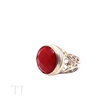 Load image into Gallery viewer, Coral Round Faceted in Kanote Designed Sterling Silver Ring
