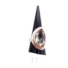 Load image into Gallery viewer, Green Amethyst Semi-circle Ring in Sterling Silver
