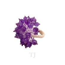 Load image into Gallery viewer, Right side view of Amethyst Braided Ring
