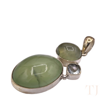 Load image into Gallery viewer, Prehnite Cabochon Pendant in Sterling Silver
