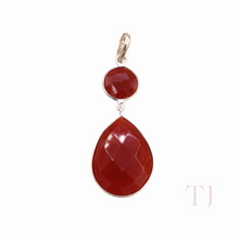 Load image into Gallery viewer, Carnelian faceted stones in sterling silver pendant
