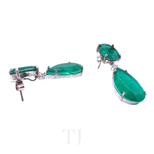 Cargar imagen en el visor de la galería, Emerald Doublet Faceted Cut Hanging Earrings
