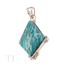 Load image into Gallery viewer, Larimar Rhombus Shape Pendant in Sterling Silver
