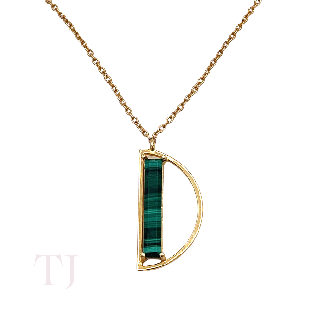 Sterling Silver Necklace with Malachite Pendant