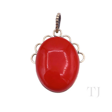 Load image into Gallery viewer, Coral Cabochon Pendant in Sterling Silver
