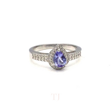 Load image into Gallery viewer, Tanzanite with Diamonique Ring in Sterling Silver
