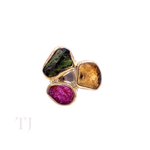 Load image into Gallery viewer, Multi-colored Tourmaline Stone Ring in Sterling Silver
