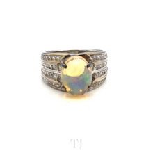 Load image into Gallery viewer, Ethiopian Opal with Diamonique Ring in Sterling Silver
