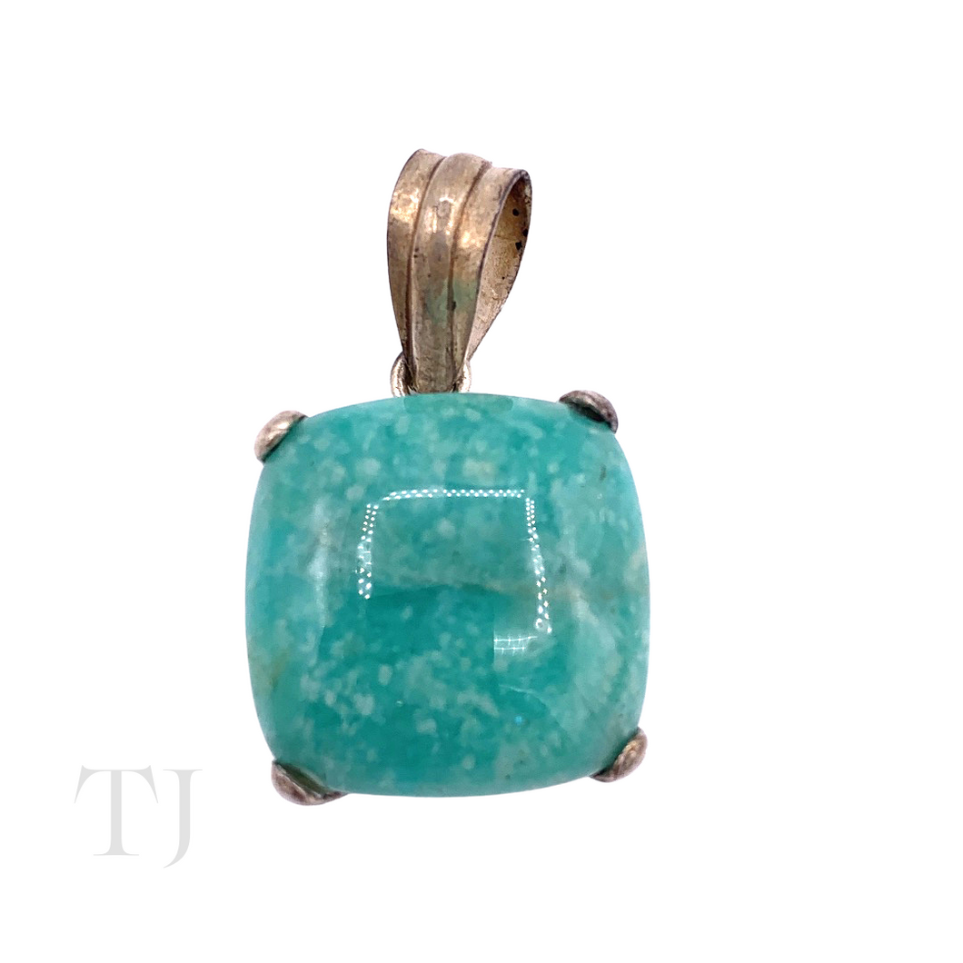 Larimar Square Shape Pendant in Sterling Silver