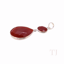 Load image into Gallery viewer, Carnelian faceted stones in sterling silver pendant
