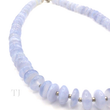 将图片加载到图库查看器，Blue Lace Agate round chip necklace with sterling silver
