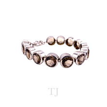 Load image into Gallery viewer, Smoky Quartz Faceted Cut Lobster Clasp Bracelet in 925
