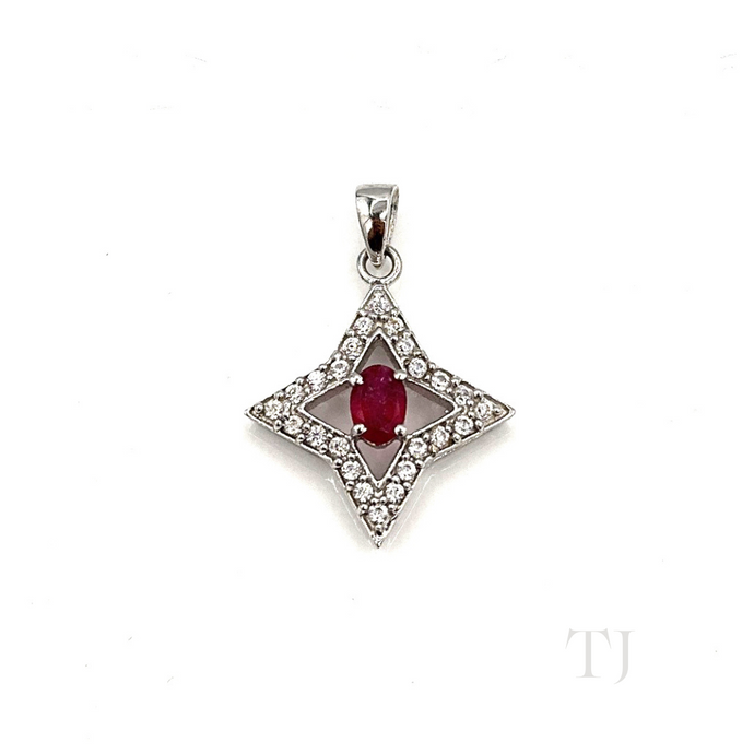 Ruby pendant in sterling silver