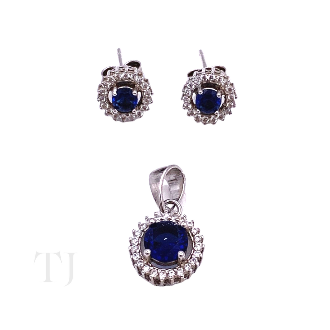 Doublet Sapphire Round Shape Jewelry Set